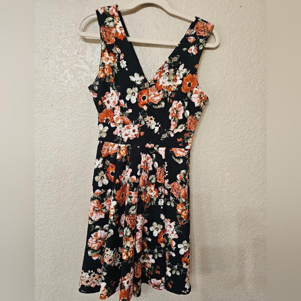 Haute Monde Floral Black Midi Dress